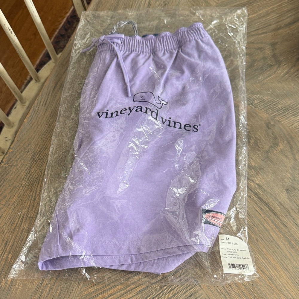 NWT Vineyard Vines Lavender Whale Logo Drawstring Swim Trunks - Pastel Purple